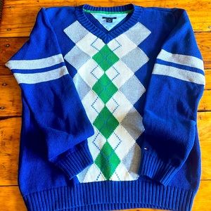 TOMMY HILFIGER BOYS MEDIUM 12-14 V-NECK SWEATER 100% COTTON, NEW WITHOUT TAGS